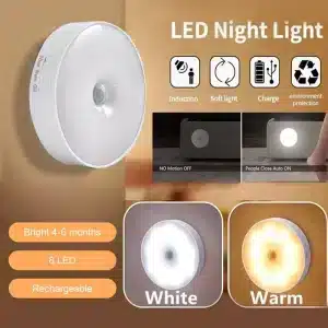Motion Sensor Light USB Rechargeable Nightlights  for Cabinet, Stairs, Hallway, Closet & Wardrobe